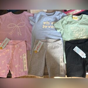 Cat & Jack 4T Toddler Girl Outfit Bundle 3 Sets Shirts Biker Shorts NEW
